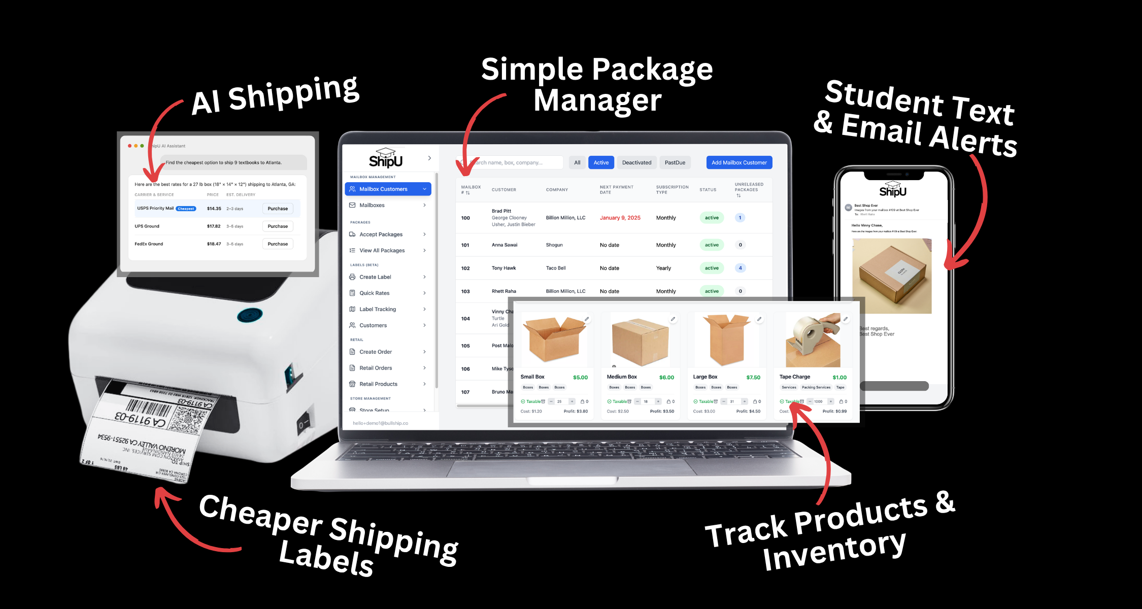 ShipU college and university mailroom software